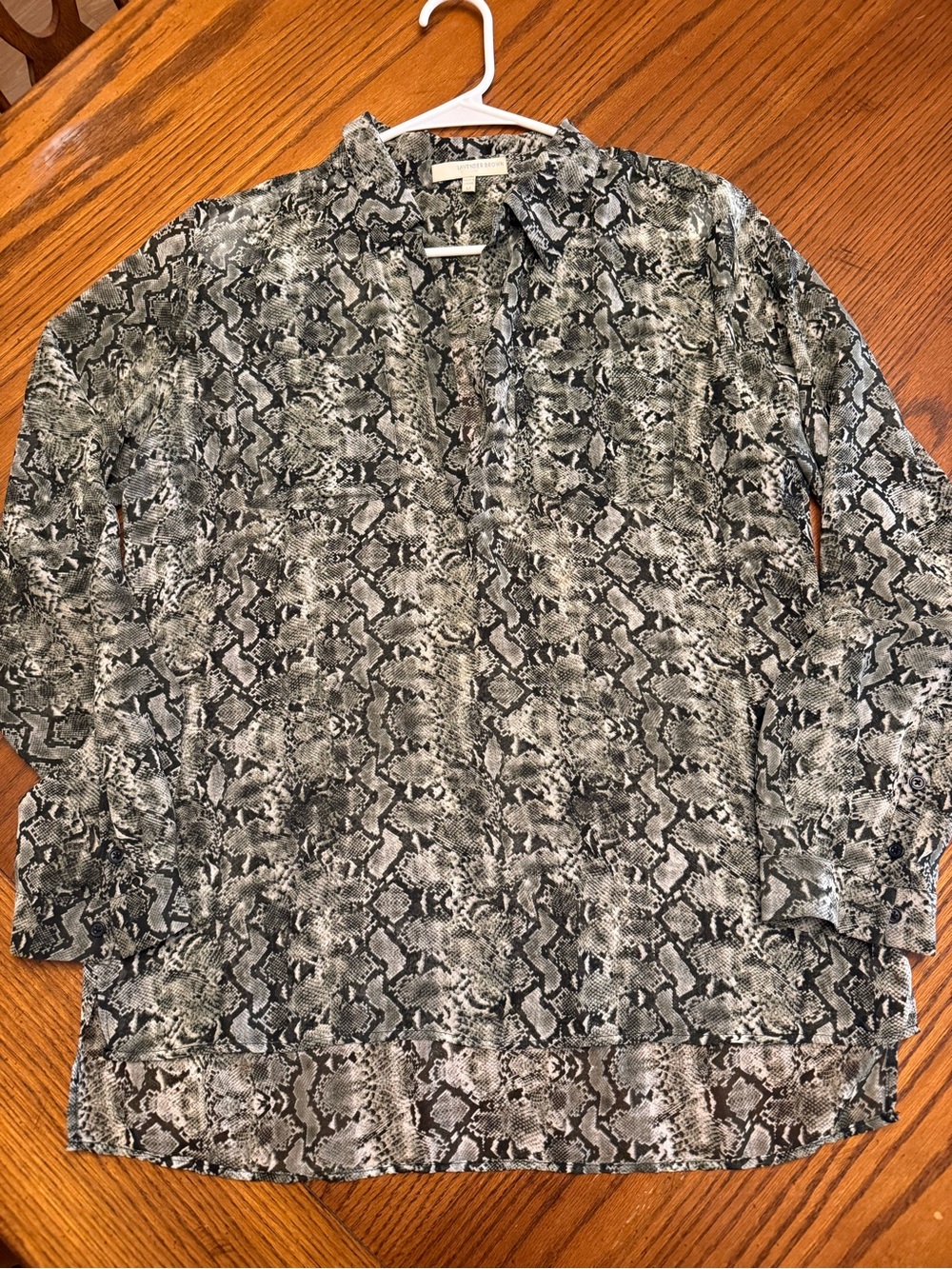 Lavender Brown Snake-Print Top in Black & Gray